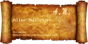 Aller Márton névjegykártya